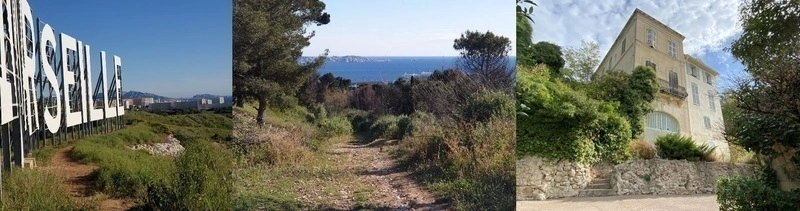 Rando autour de la Viste : campagne Foresta, grandes lettres MARSEILLE,