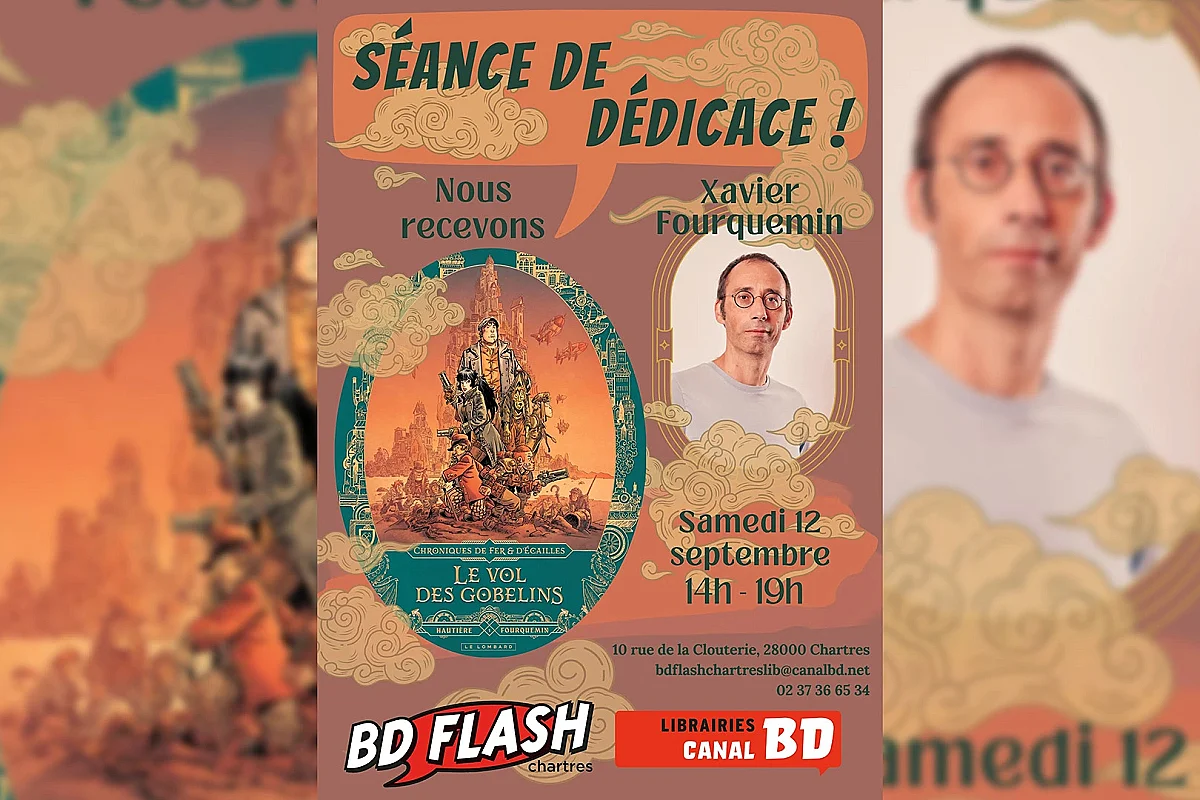Séance de dédicace de Xavier Fourquemin pour Chroniques de Fer et d'Écailles