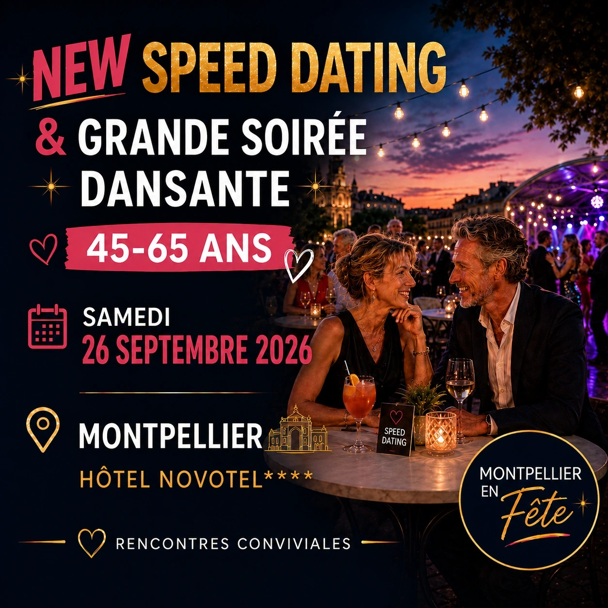 SPEED DATING 45-65 ANS AVEC SOIRÉE DANSANTE
