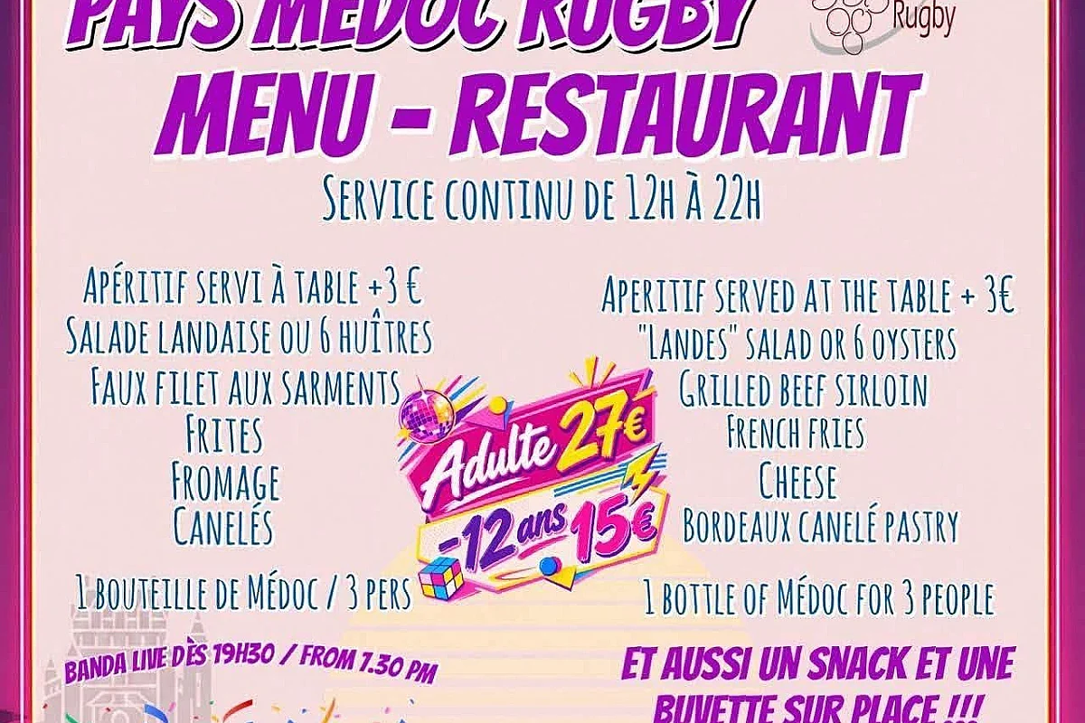 Repas du marathon du Pays Médoc Rugby