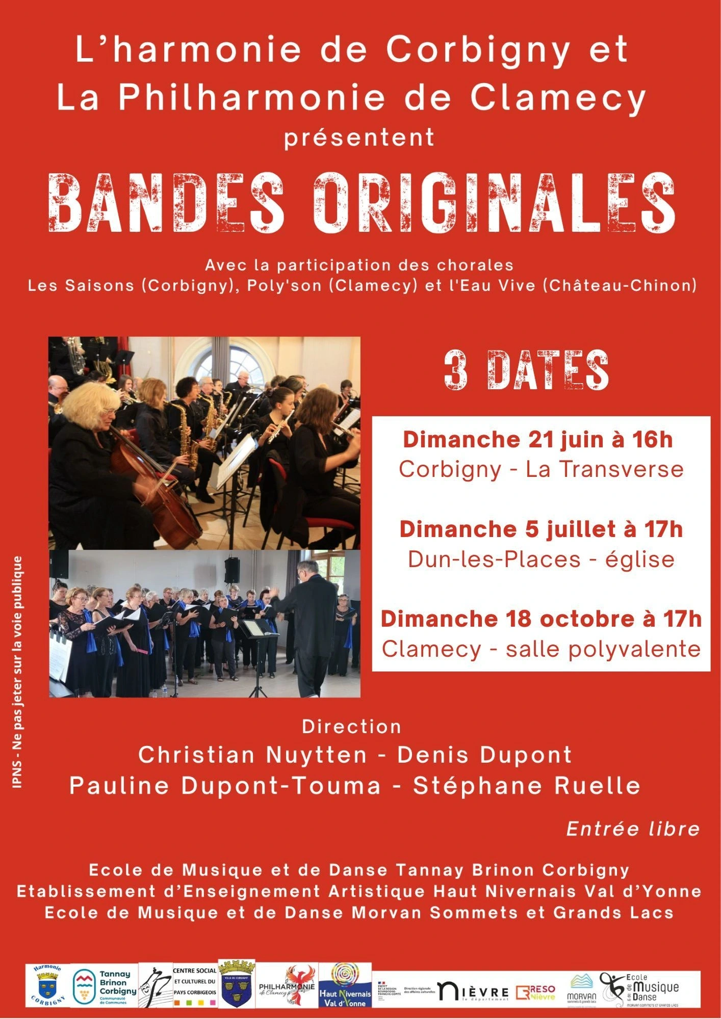 L'harmonie de Corbigny et la Philharmonie de Clamecy présentent : Bandes Originales