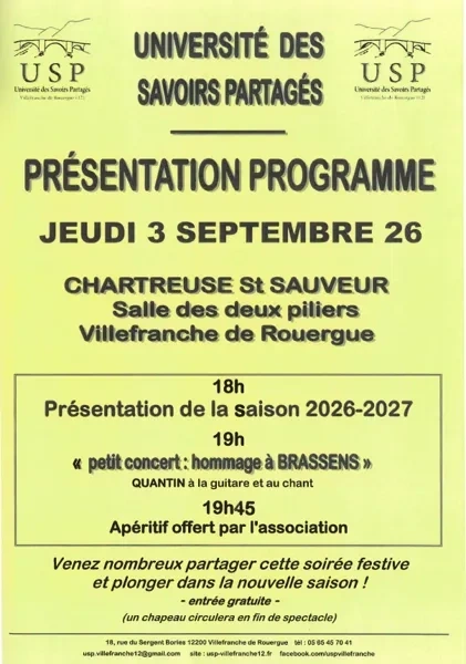 Présentation du programme de l'USP et concert