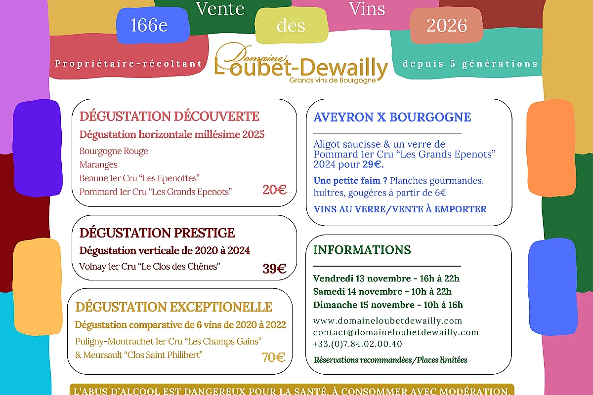 Domaine Loubet-Dewailly - Vente des Vins 2026 : dégustation "Prestige" verticale de l'appellation Volnay 1er Cru "Le Clos des Chênes" de 2020 à 2024
