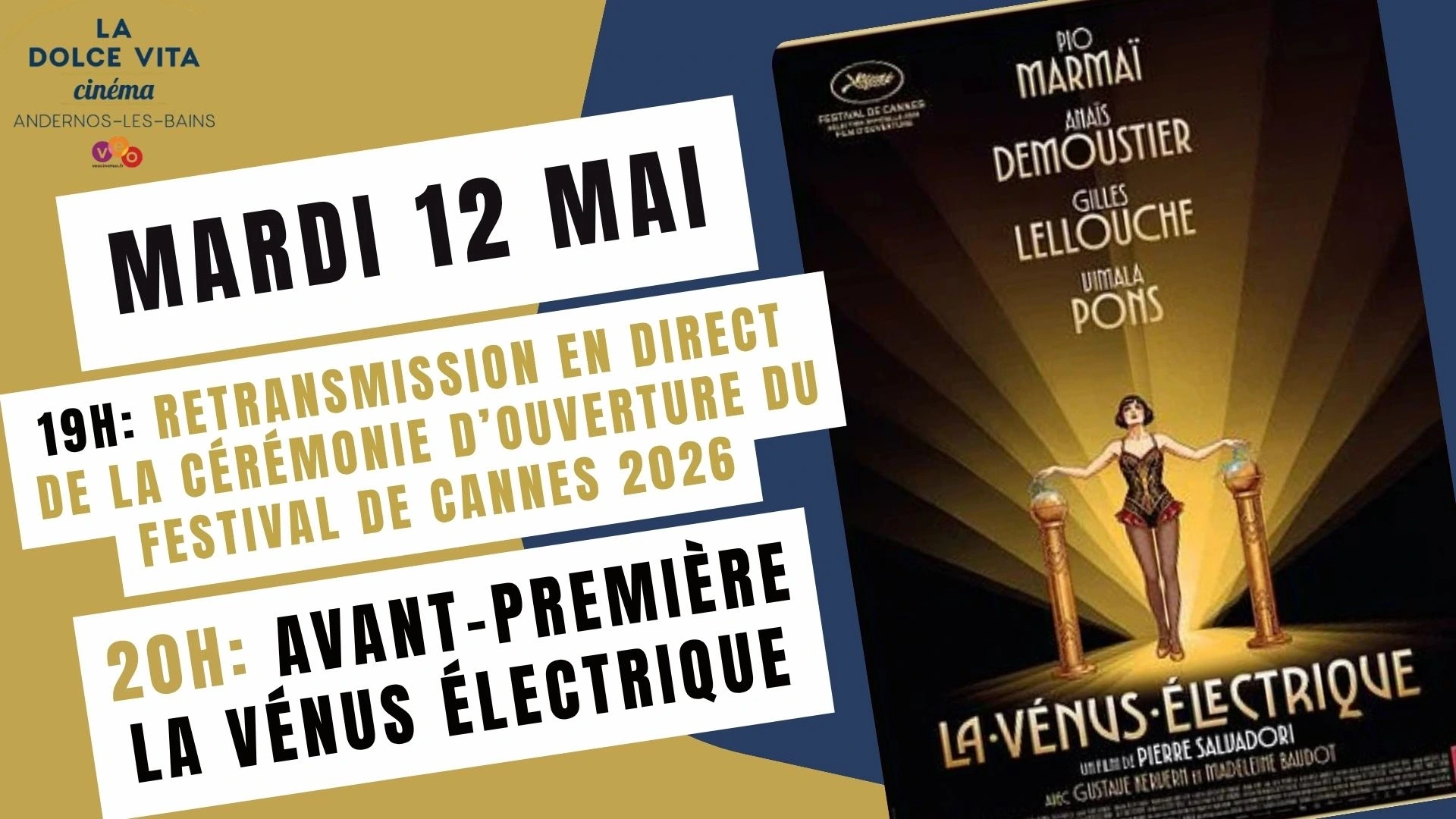 Cérémonie d'ouverture du 79ème Festival de Cannes au cinéma La Dolce Vita