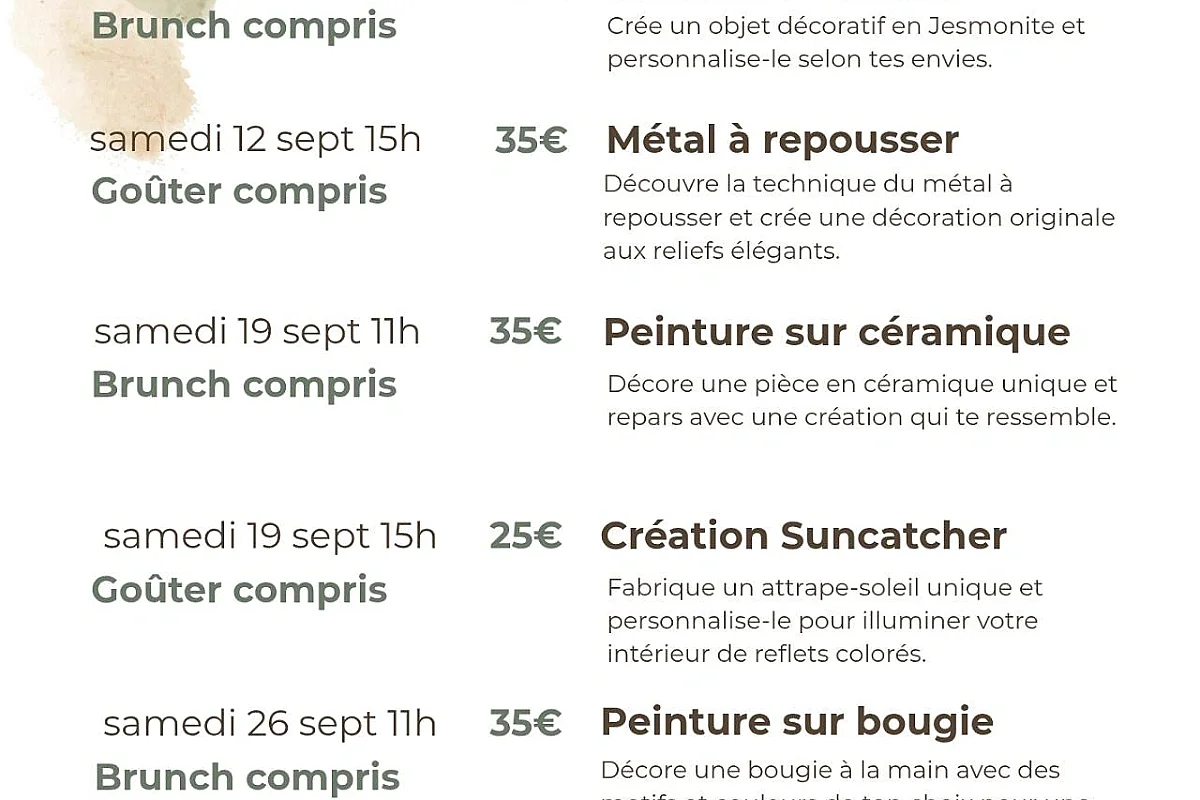 Atelier Création de Jesmonite & Brunch - Maison Tarte