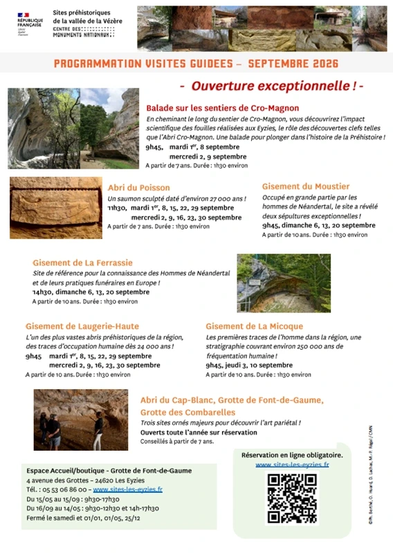 Le mois de septembre sur les Sites préhistoriques de la vallée de la Vézère