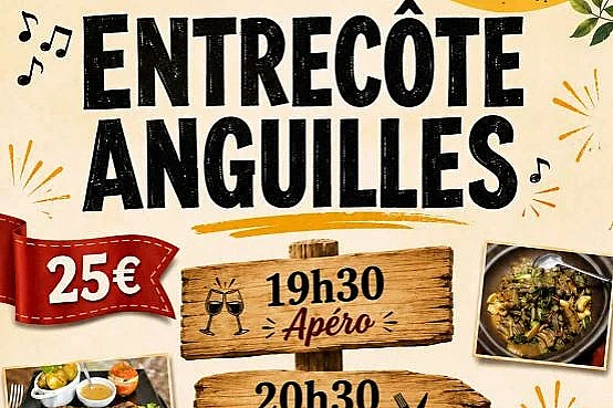 Repas entrecôtes anguilles