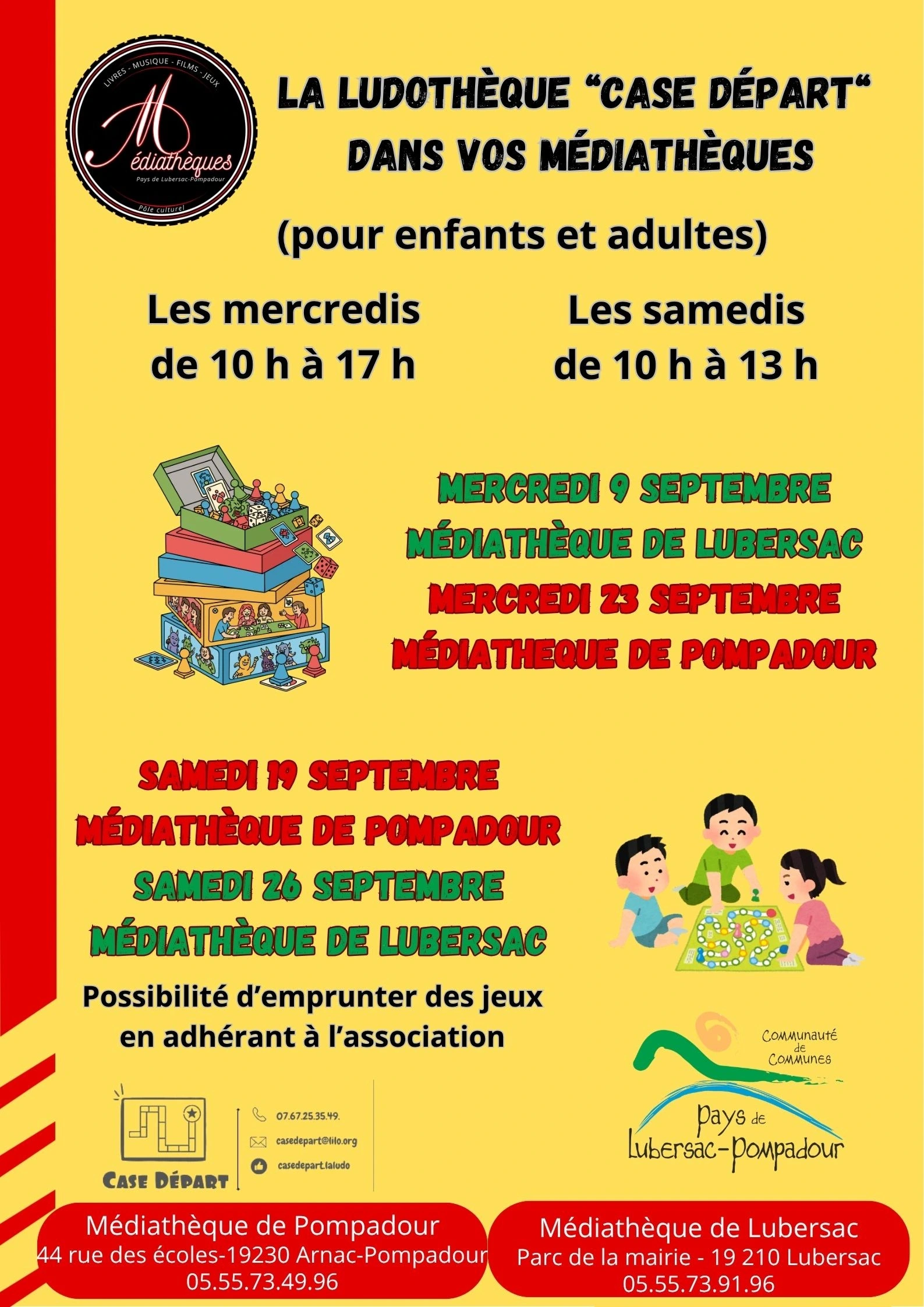 Ludothèque "case départ" à la médiathèque de Lubersac
