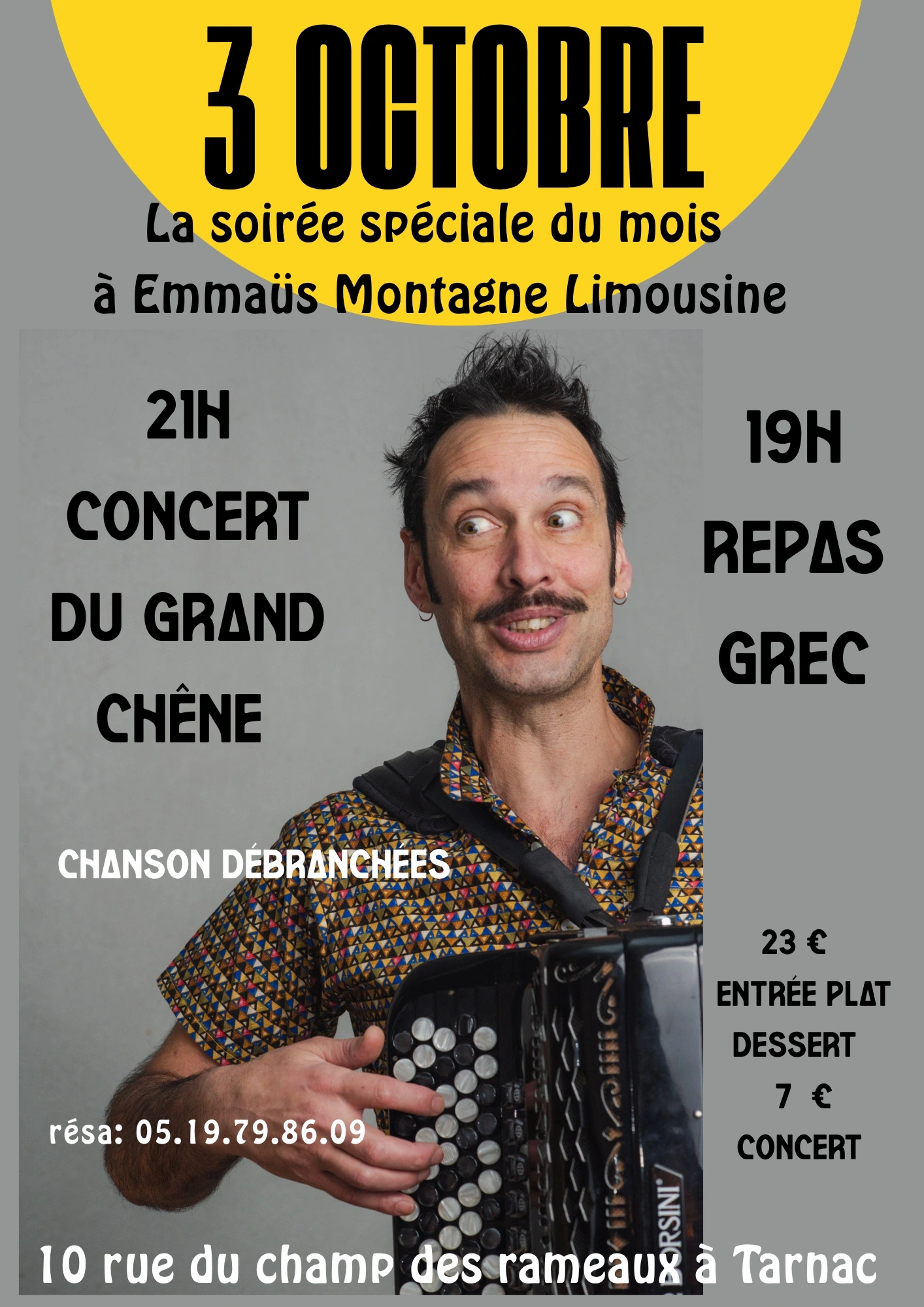 Repas Grec et concert du Grand Chêne à Emmaüs