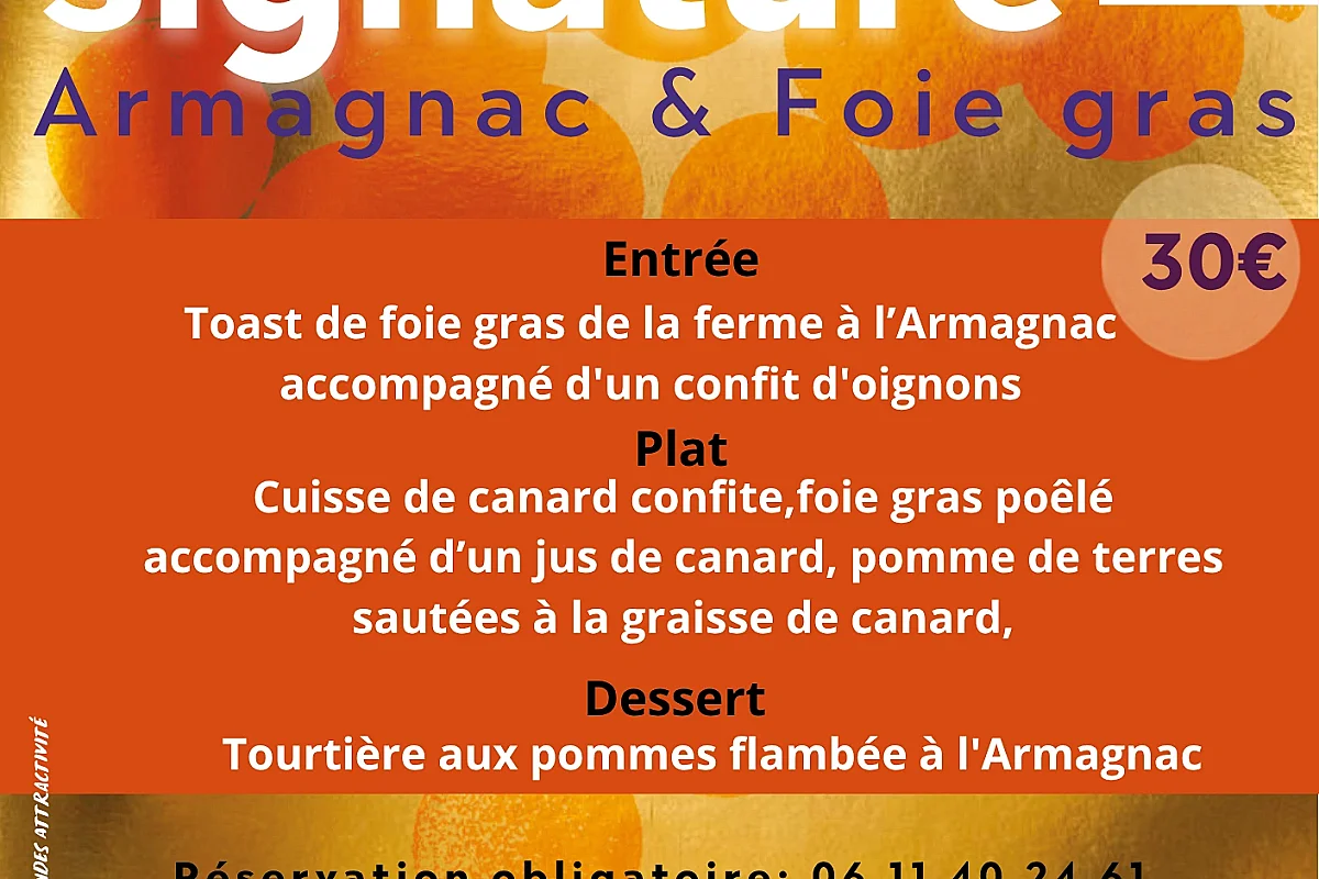 Menu spécial "Automnales du foie gras et de l'armagnac" du 1er au 31 octobre 2026