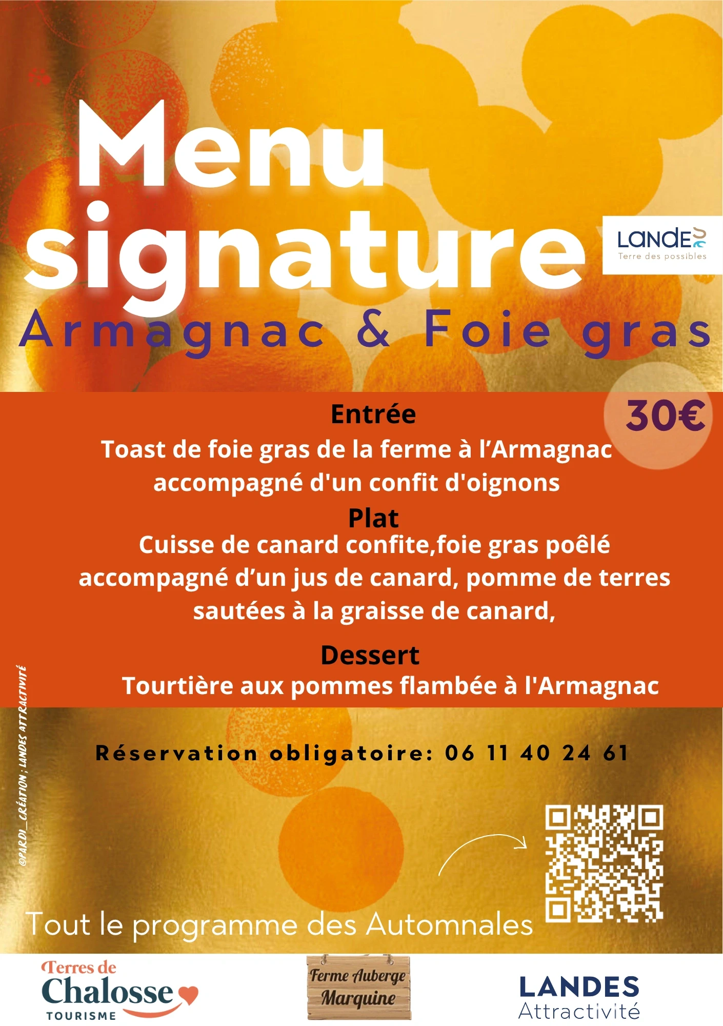 Menu spécial "Automnales du foie gras et de l'armagnac" du 1er au 31 octobre 2026