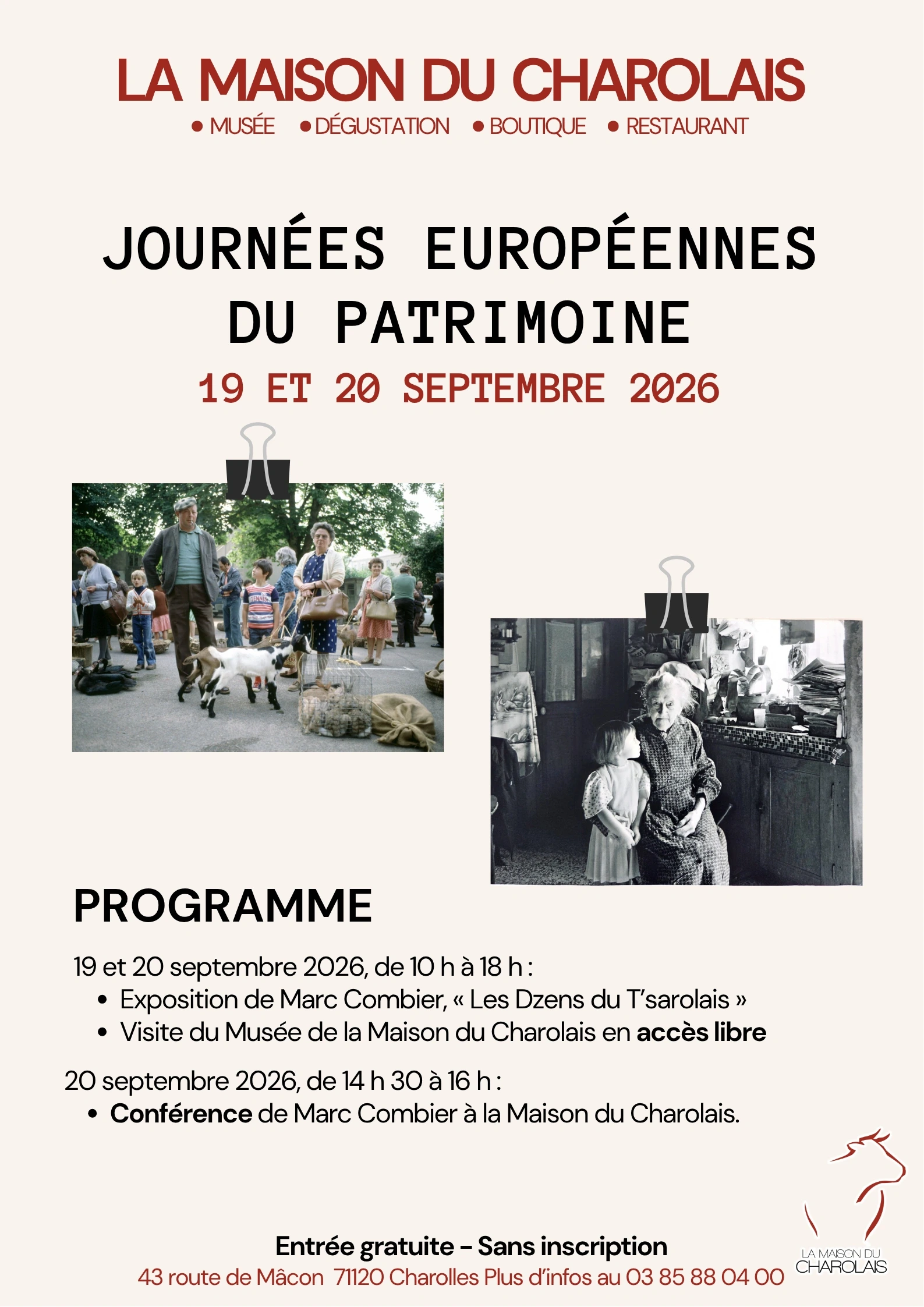 Journées européennes du patrimoine à la Maison du Charolais
