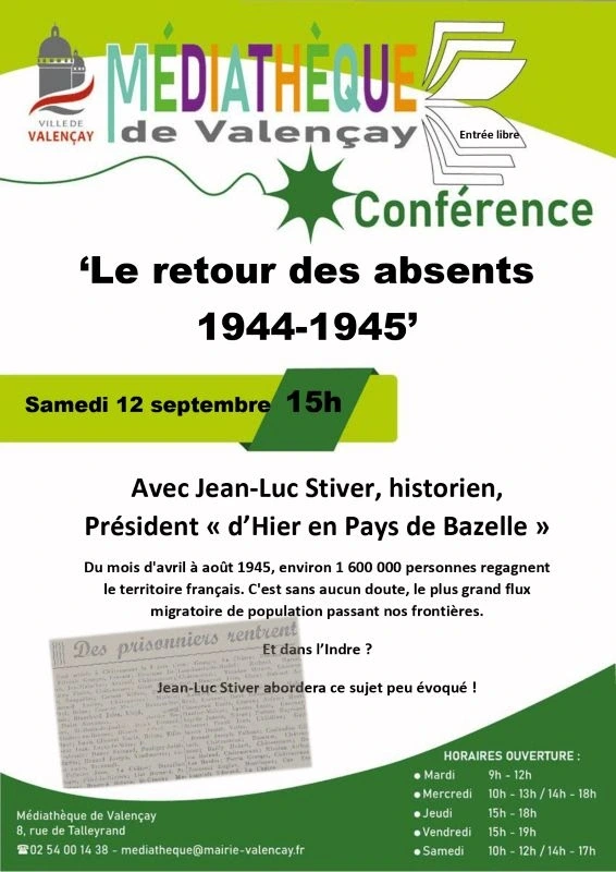 Conférence : "Le retour des absents 1944-1945"