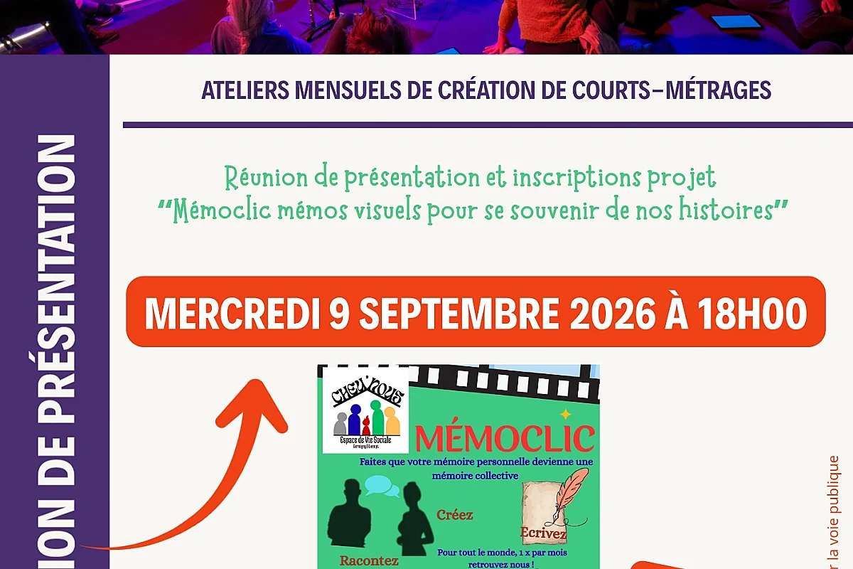 Ateliers mensuels de création de courts-métrages — Projet « Mémoclic »