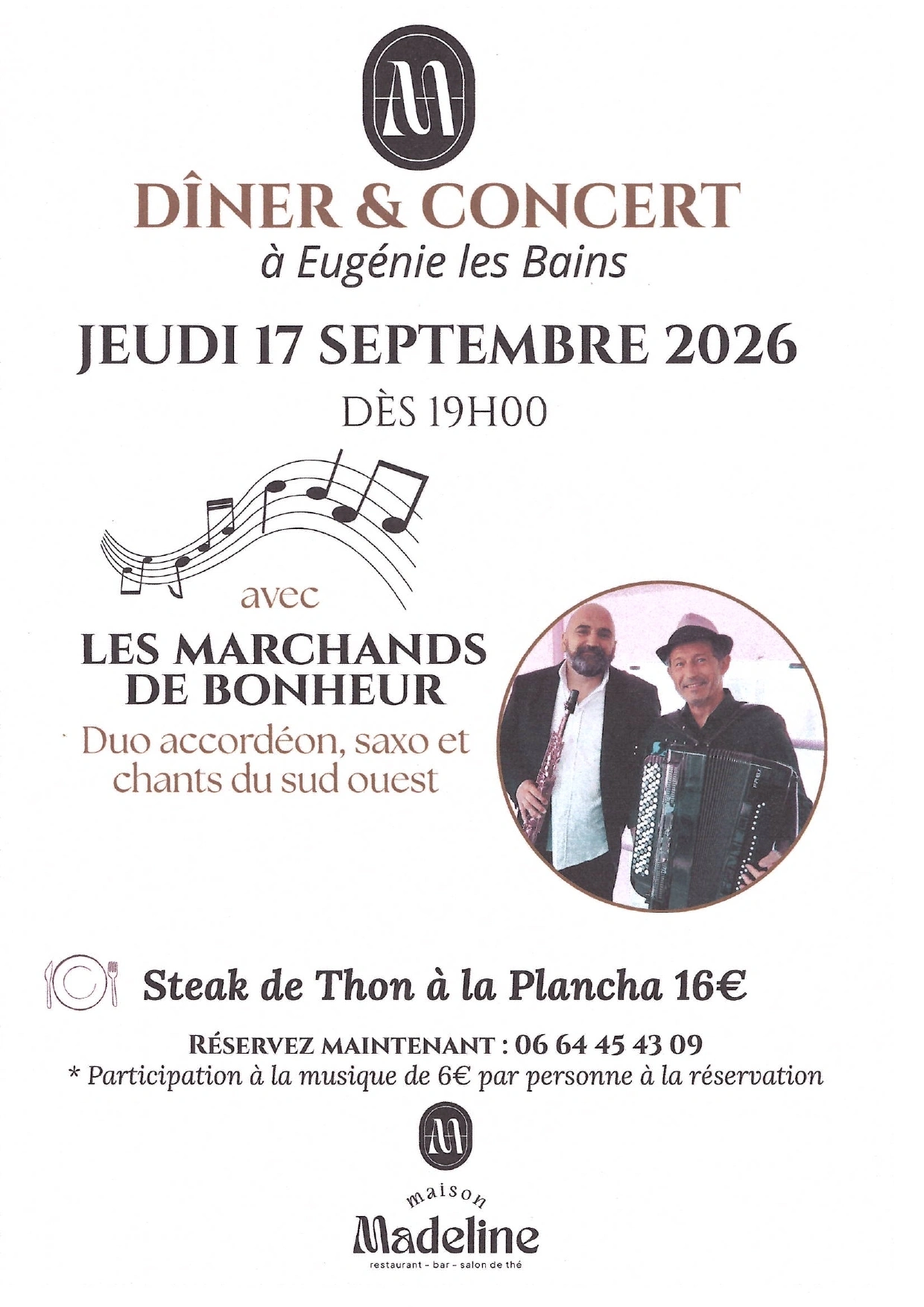 Dîner Concert à la Maison Madeline