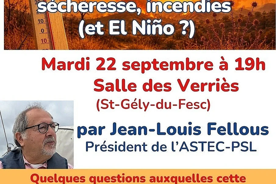 Conférence "L'été 2026 : canicules, sécheresse, incendies (et El Niño ?)".