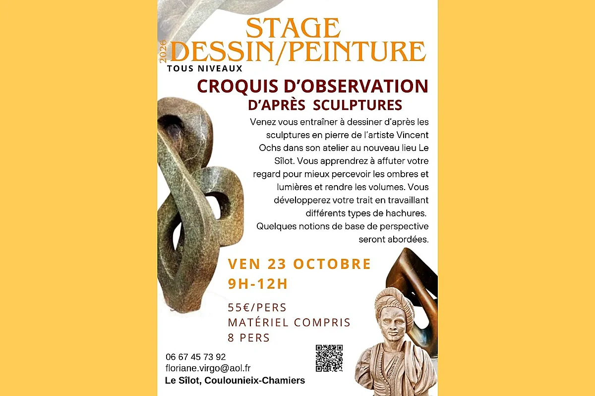 Croquis d'observation d'après sculpture - Stage dessin & peinture