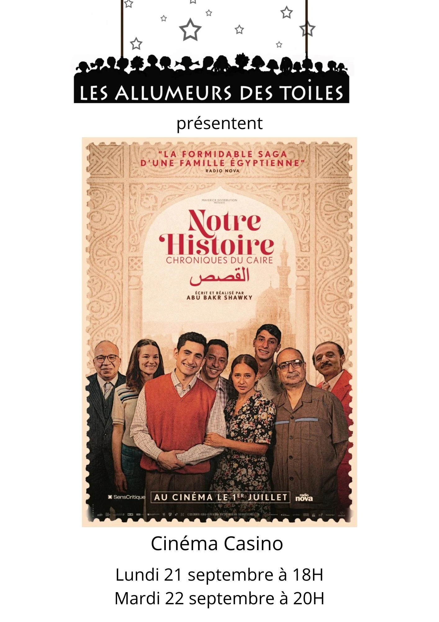 Les Allumeurs des Toiles présentent : "Notre histoire - Chroniques du Caire" - Comédie, drame de Abu Bakr Shawky