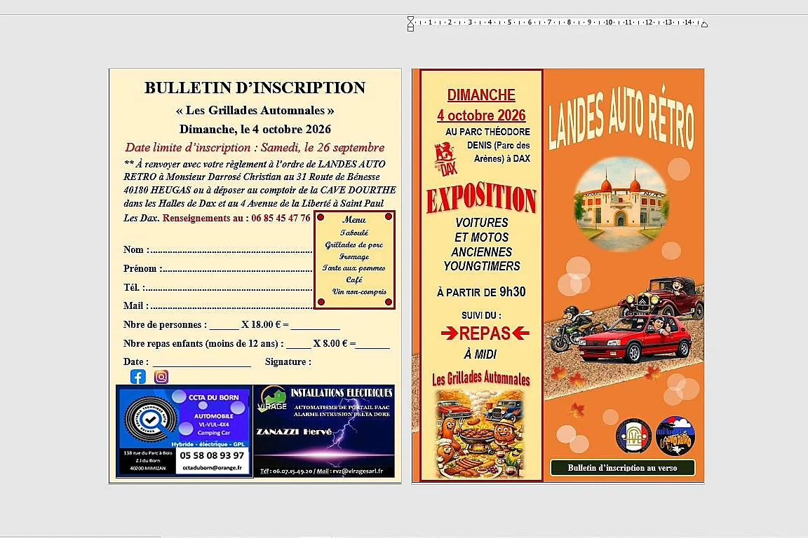 Exposition véhicules anciens et repas "Les Grillades Automnales"
