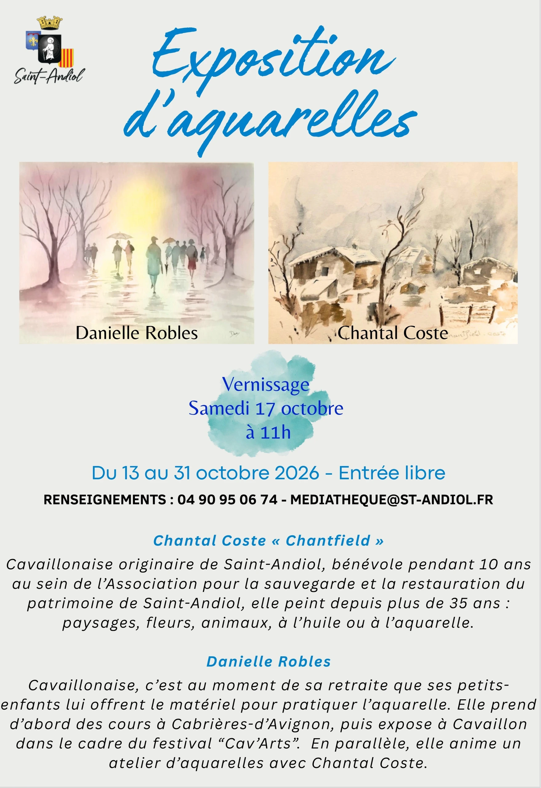 Exposition d'aquarelles : Danielle Robles & Chantal Coste