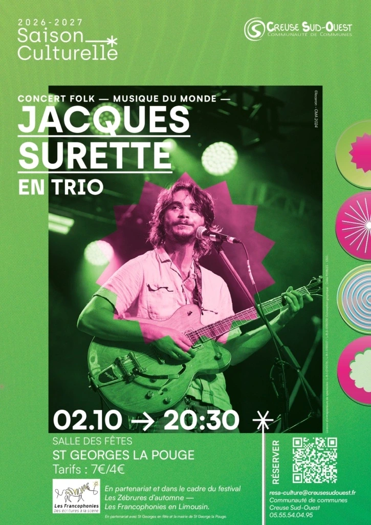 Saison culturelle Creuse Sud Ouest : Concert - Jacques Surette