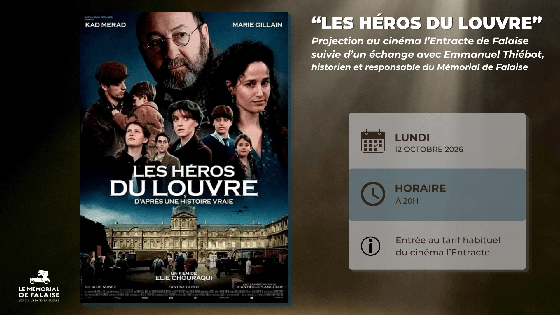 Projection "Les Héros du Louvre" suivie d'un échange avec Emmanuel Thiébot