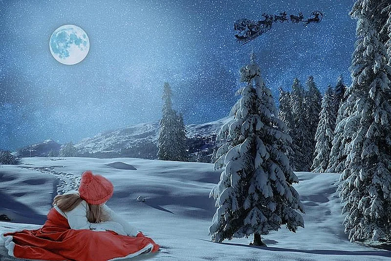Spectaculaire traîneau volant du Père Noël