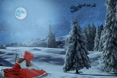 Spectaculaire traîneau volant du Père Noël