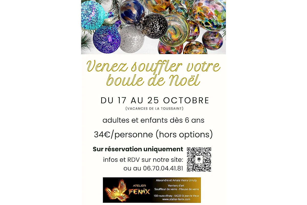 Venez souffler votre boule de Noël (sur réservation)