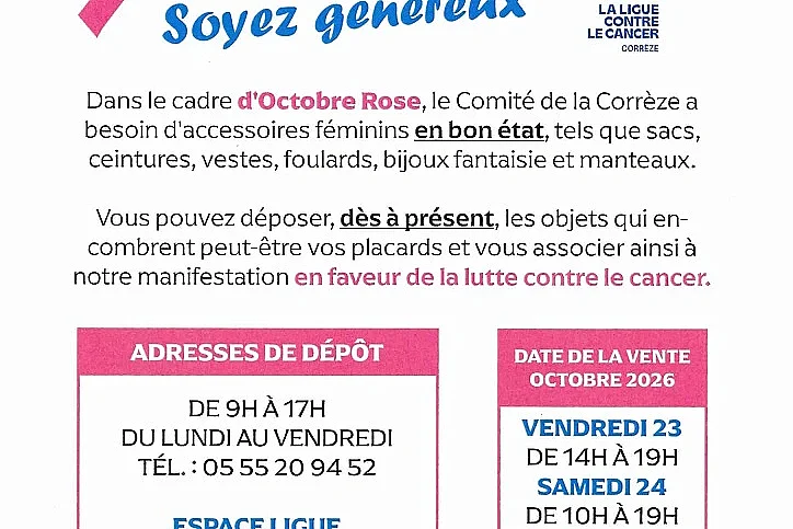 Octobre Rose : vente de sacs et accessoires