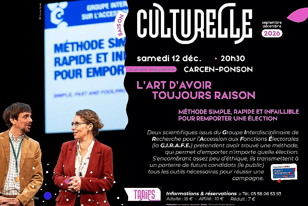 Saison Culturelle : "L'art d'avoir toujours raison"