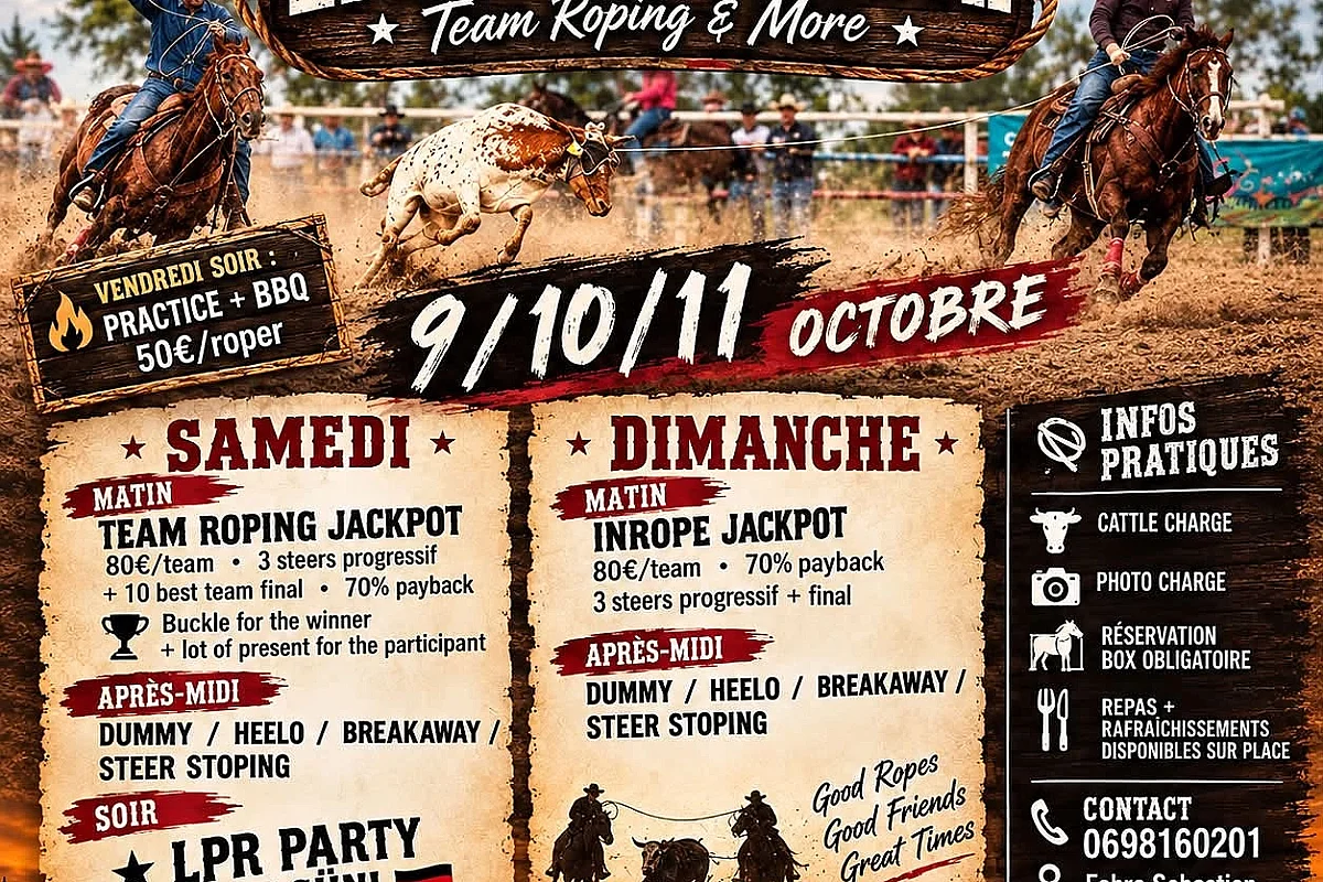 LPR Roping Ranch – Concours européen de Team Roping aux Ecuries du Petit Roman