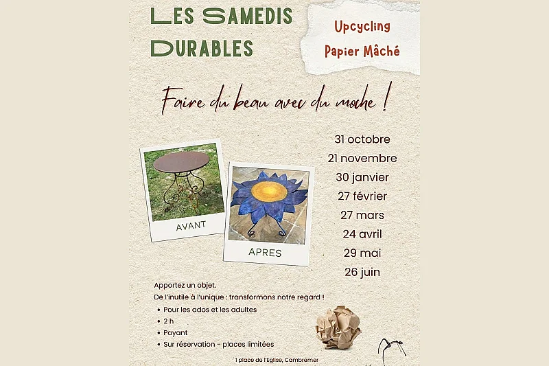 Les Samedis Durables : sensibilisation à l'Upcycling &  Papier Mâché