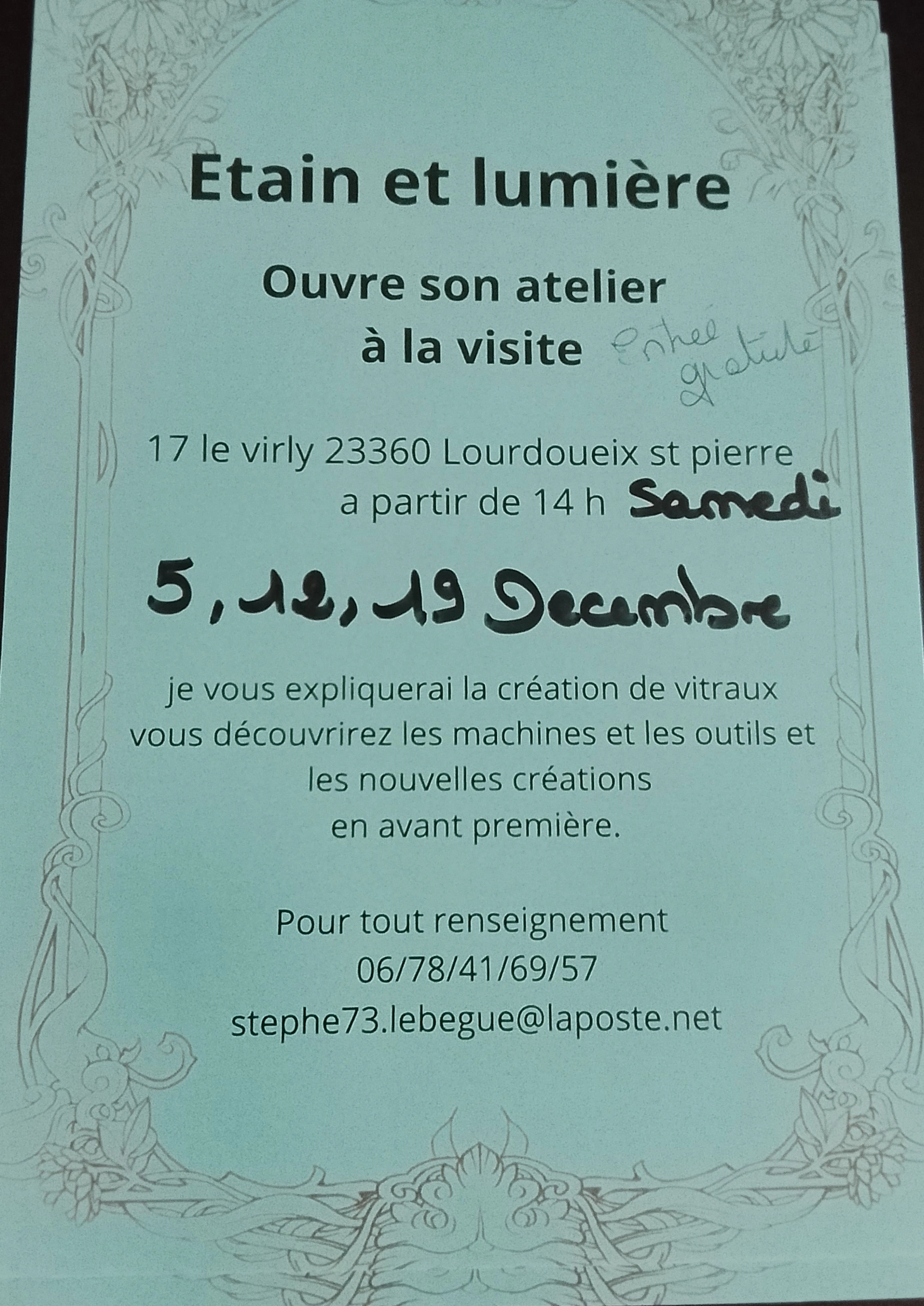 Etein et lumière ouvre son atelier