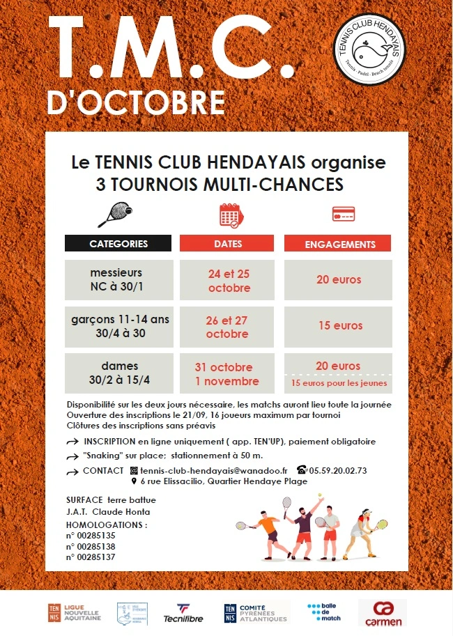 Tennis - Tournoi "garçons 11-14 ans" de 30/4 à 30