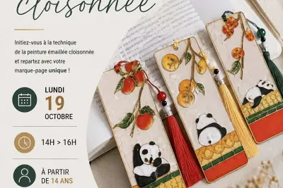 MÉDIATHÈQUE – ATELIER ADULTE : MARQUE-PAGE EN PEINTURE ÉMAILLÉE CLOISONNÉE