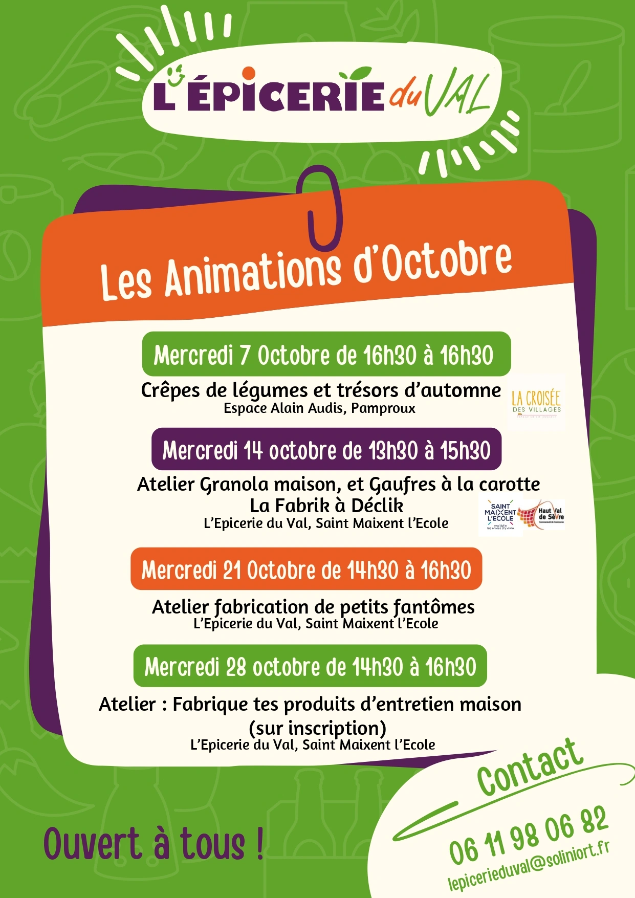 Atelier fabrication de petits fantômes avec  l'Epicerie du Val