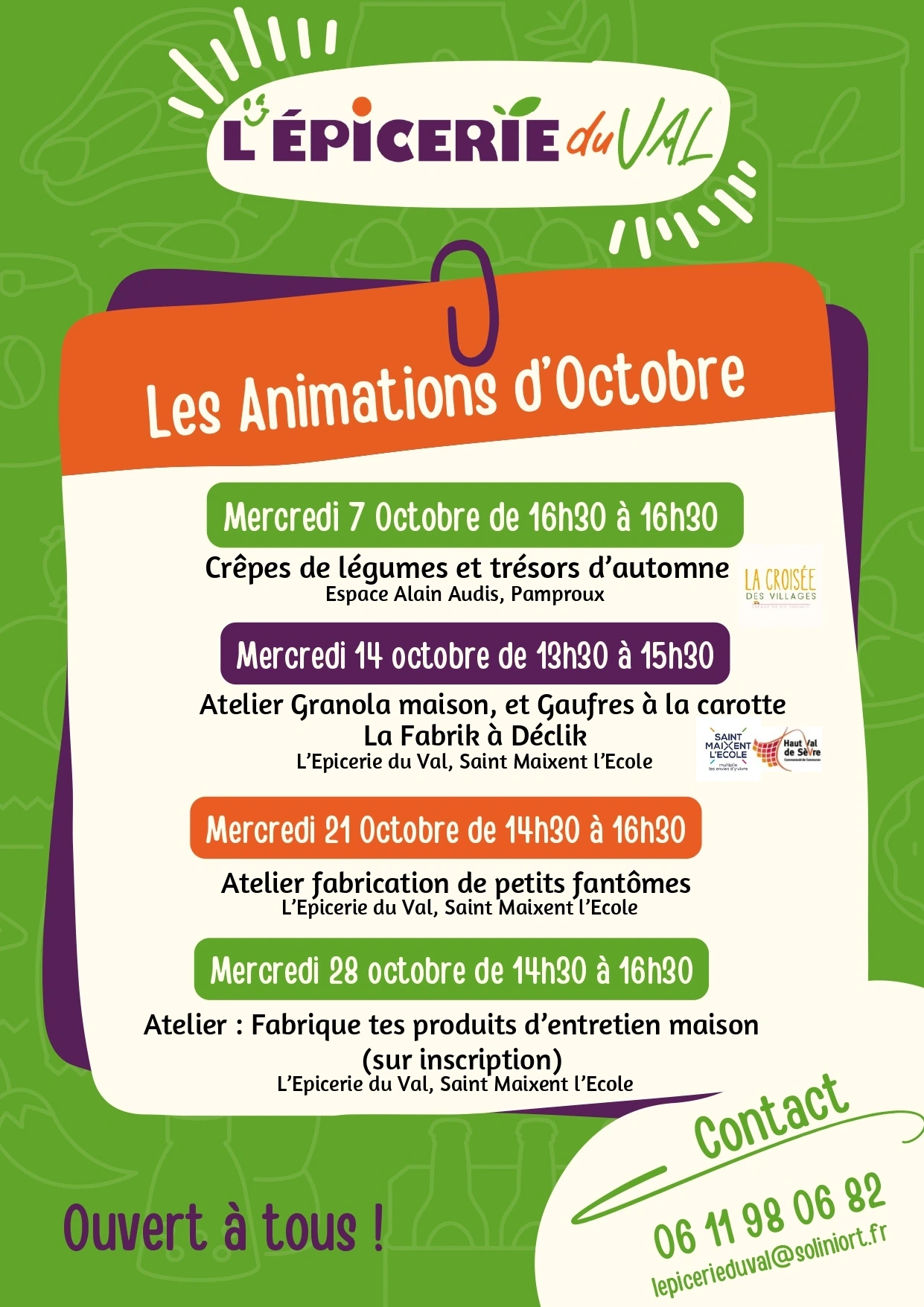 Atelier fabrication de petits fantômes avec  l'Epicerie du Val