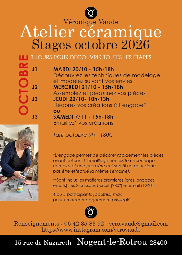 Atelier céramique d'octobre avec Véronique Vaude