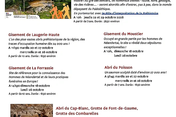 Les vacances d'automne sur les Sites préhistoriques de la vallée de la Vézère