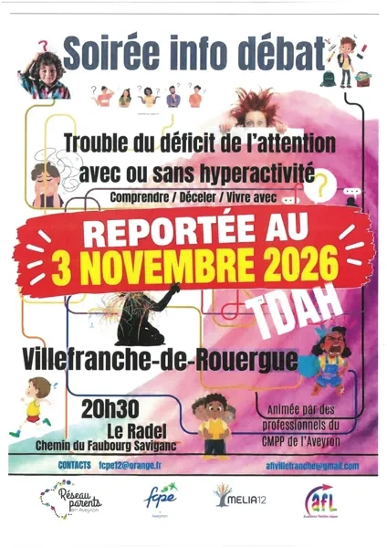 Soirée info-débat : troubles du déficit de l'attention avec ou sans hyperactivité