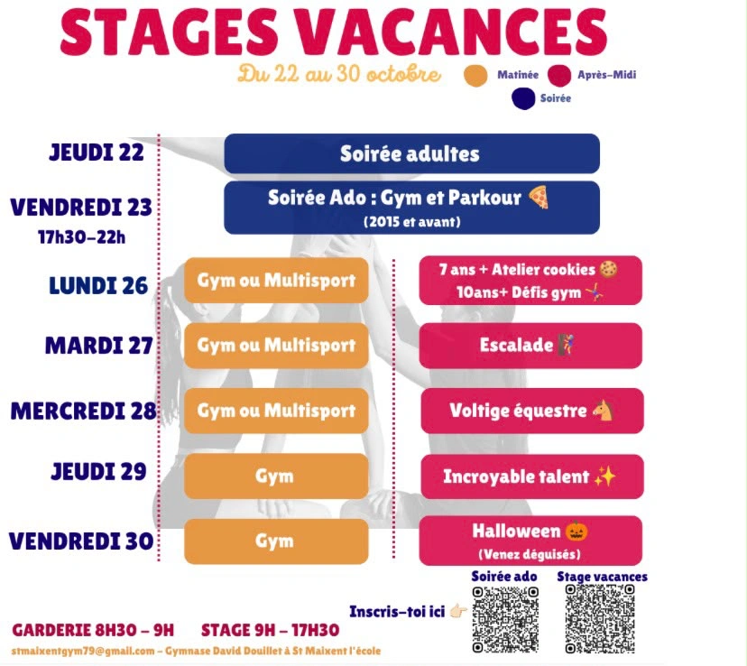 Stage vacances pour tous - Saint-Maixent Gym