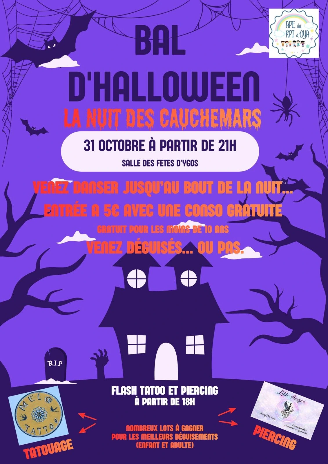 Bal d'Halloween - La nuit des Cauchemars - APE du RPI d'OYA
