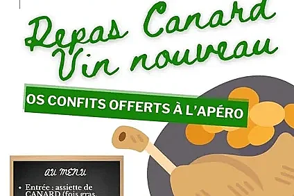 Repas canard et vin nouveau