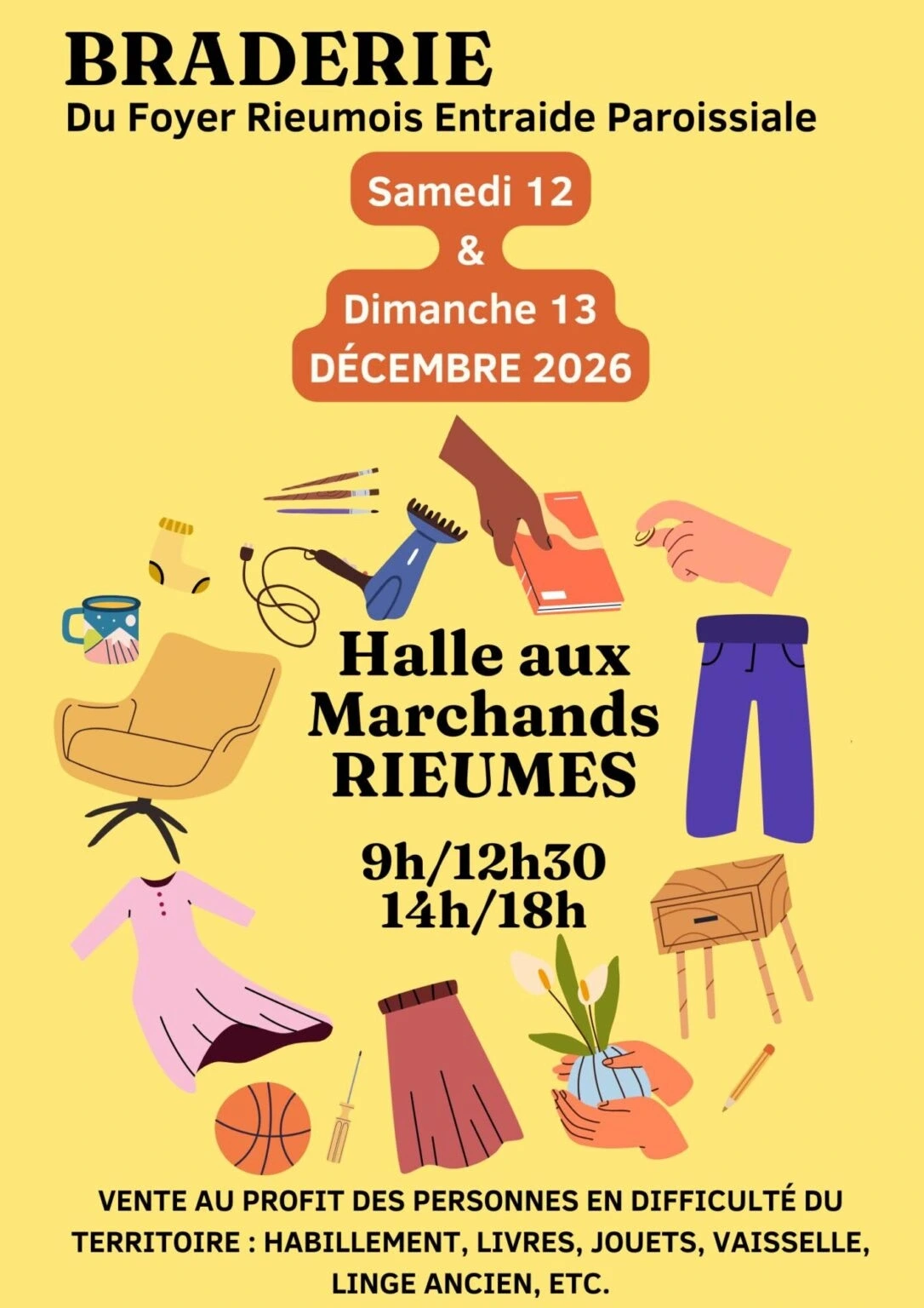 BRADERIE DU FOYER RIEUMOIS ENTRAIDE PAROISSIALE