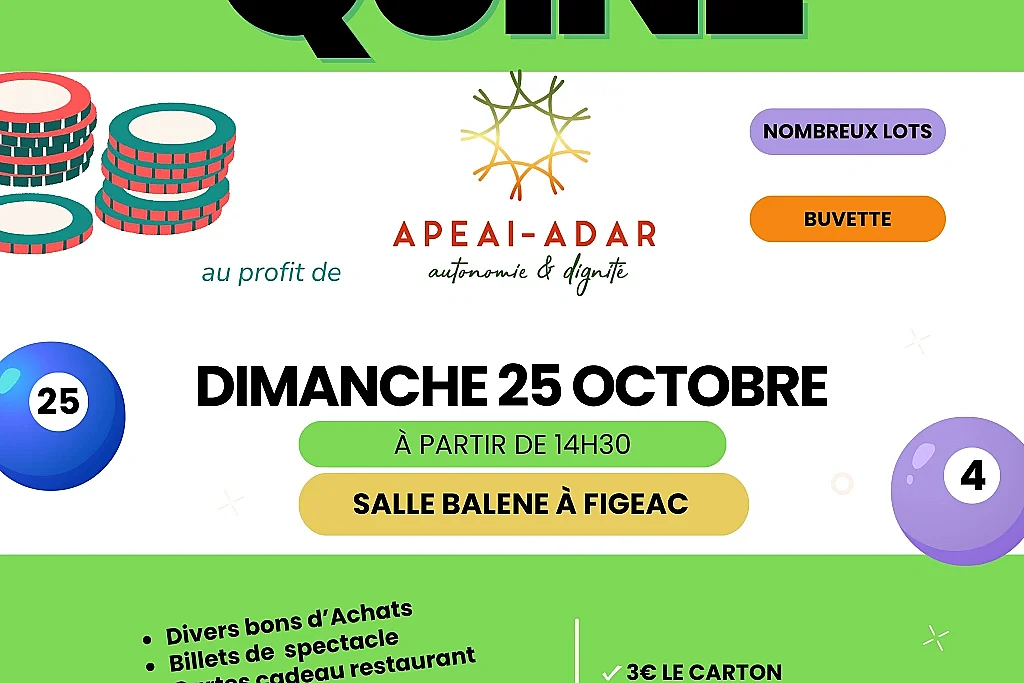 Quine à Figeac au profit de l'APEAI-ADAR