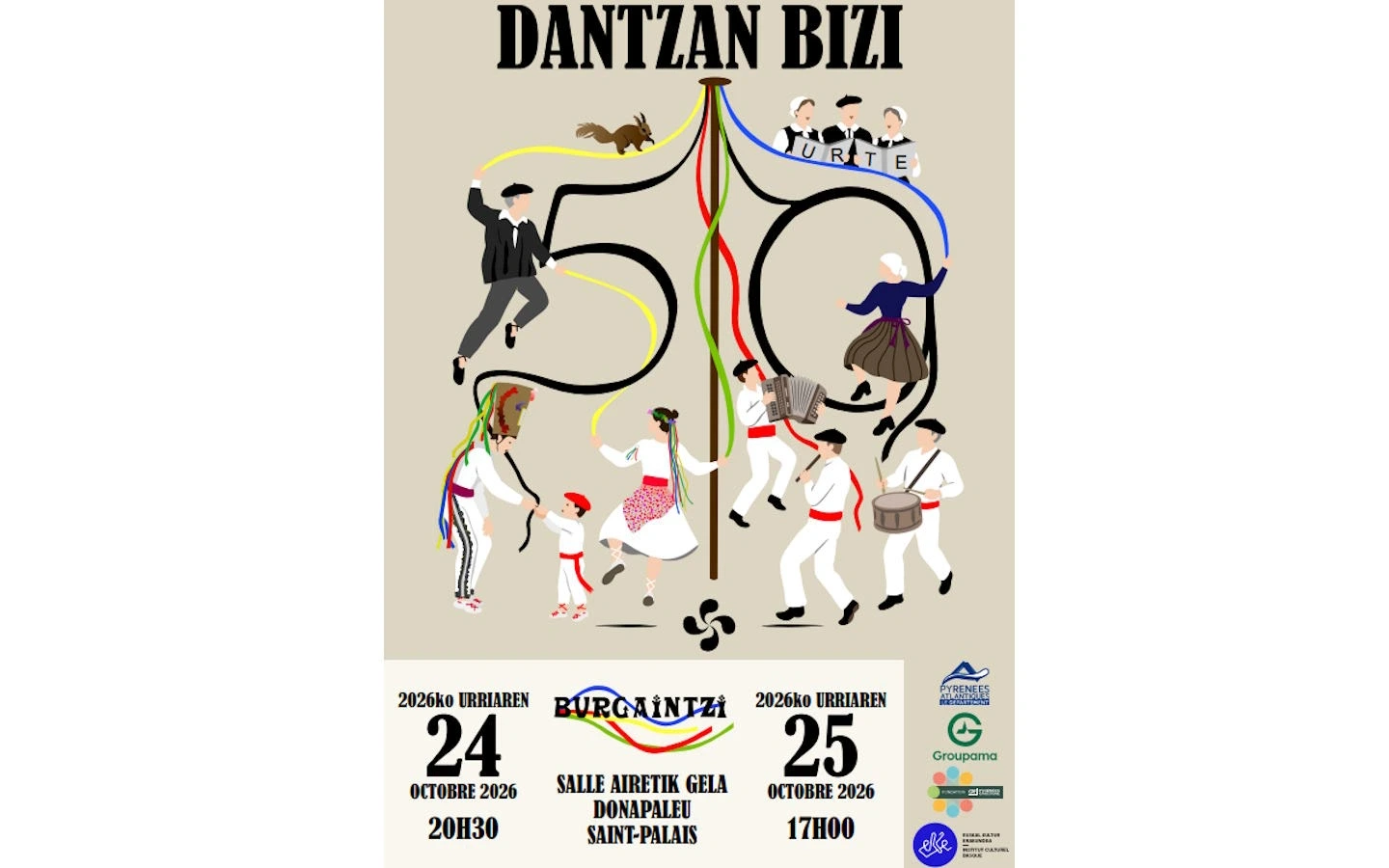Spectacle de danses basques : 50 ans du groupe Burgaintzi "Dantzan Bizi"