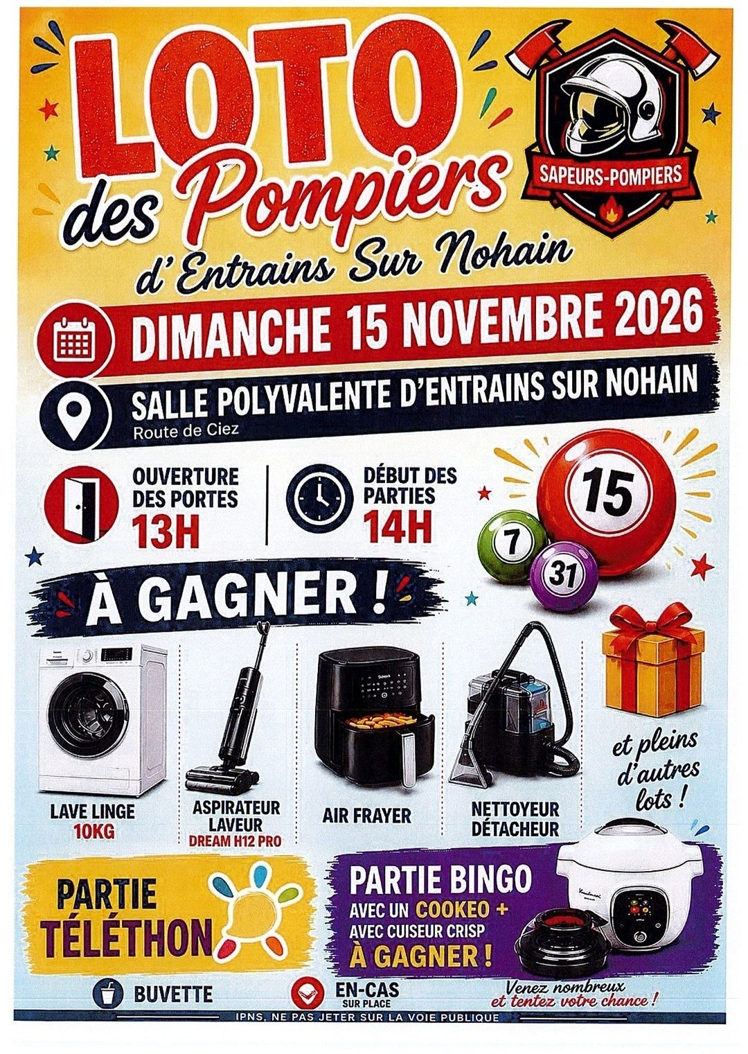 Loto des Sapeurs Pompiers d'Entrains-sur-Nohain