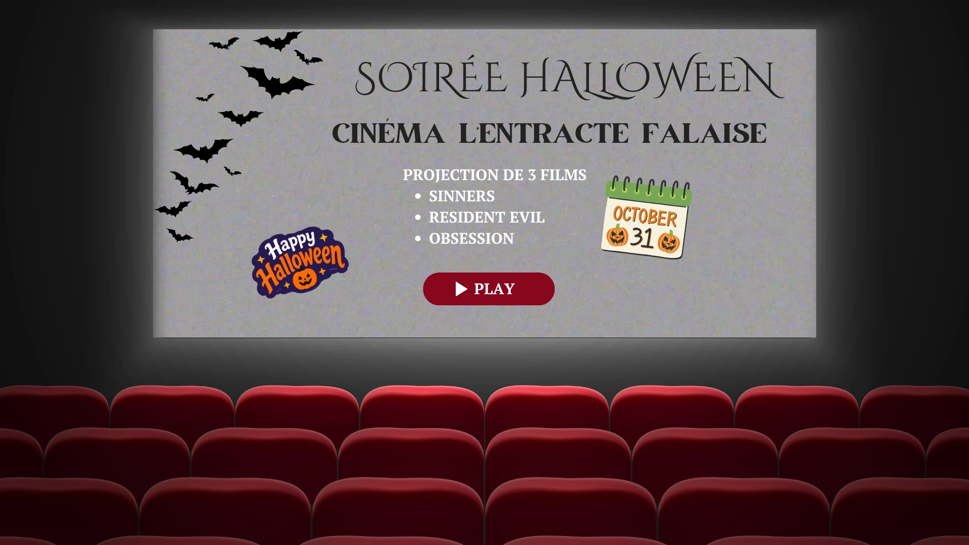 Soirée d'Halloween au cinéma l'Entracte