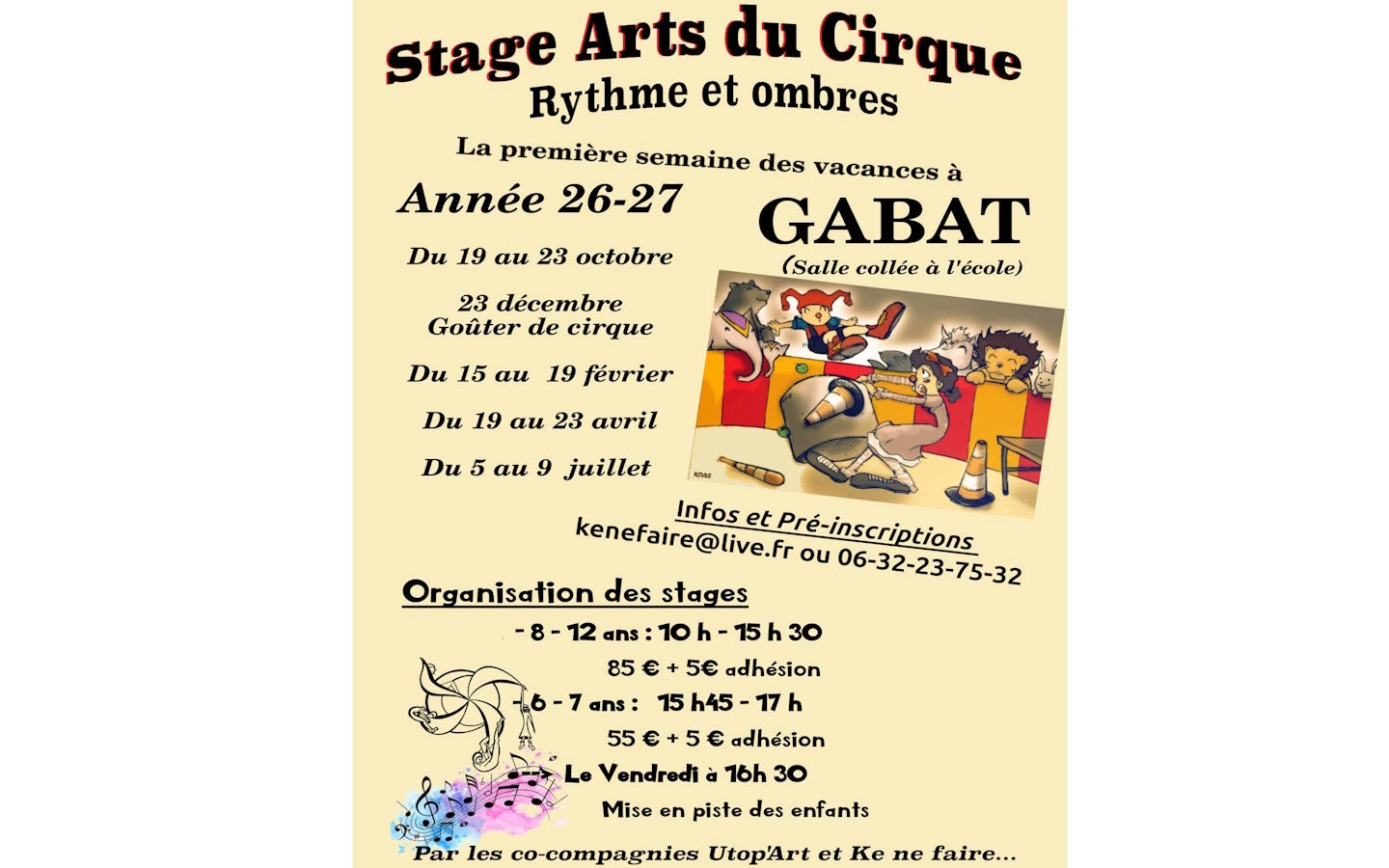 Début du stage "Arts du cirque"